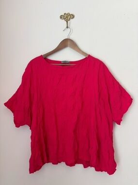 Chalet Red Anabella Crush Texture Short Sleeve Boxy Top Large